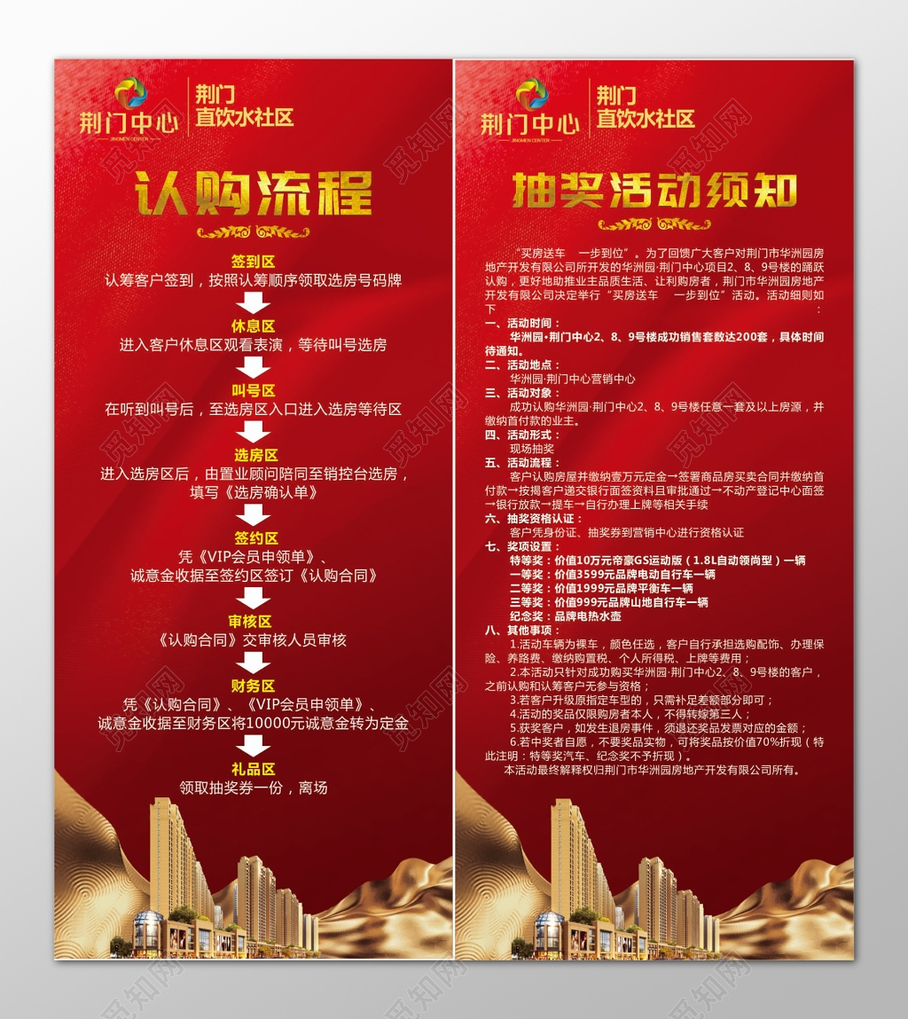 房地产直饮水社区认购流程抽奖活动须知红色