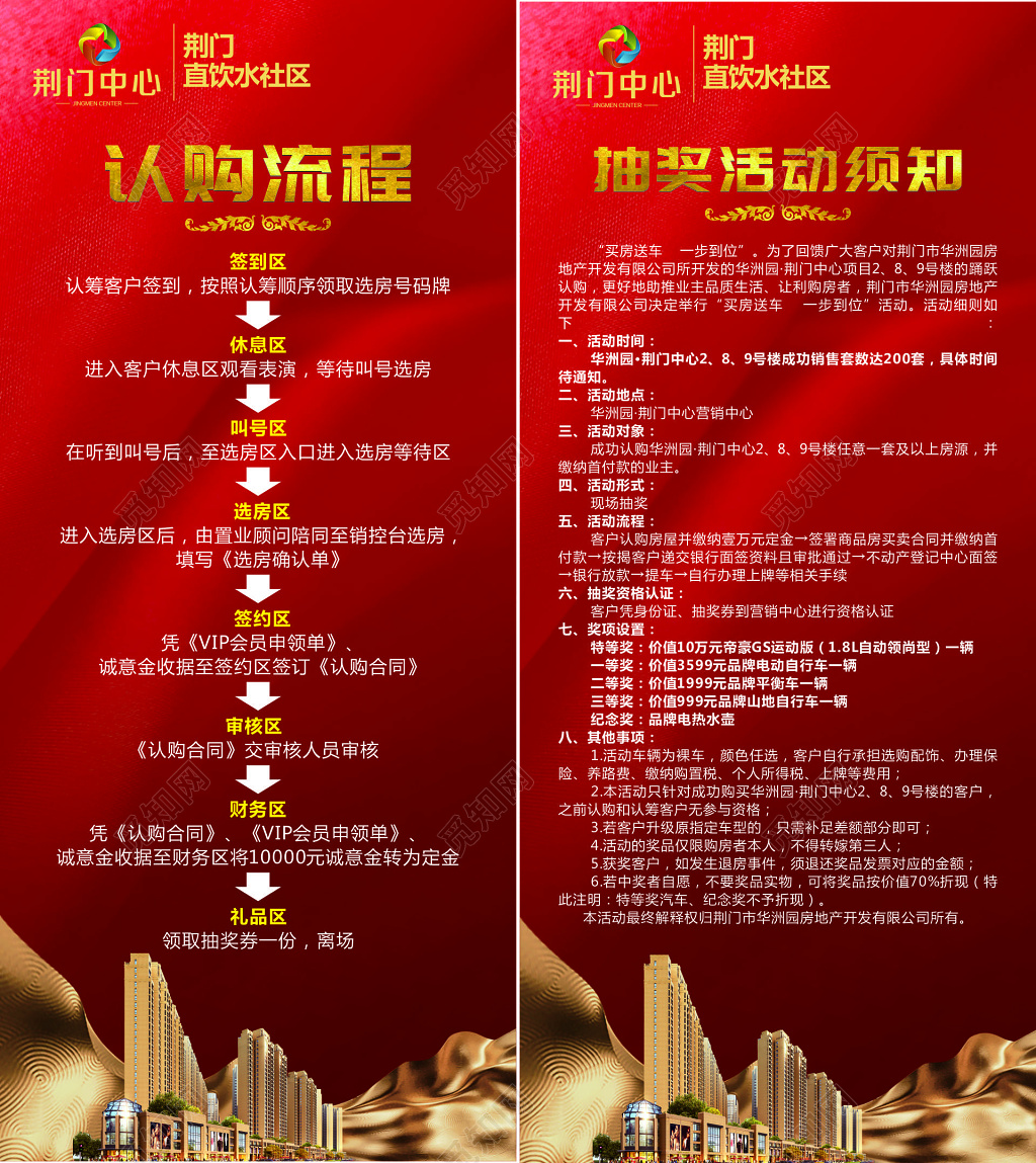 房地产直饮水社区认购流程抽奖活动须知红色