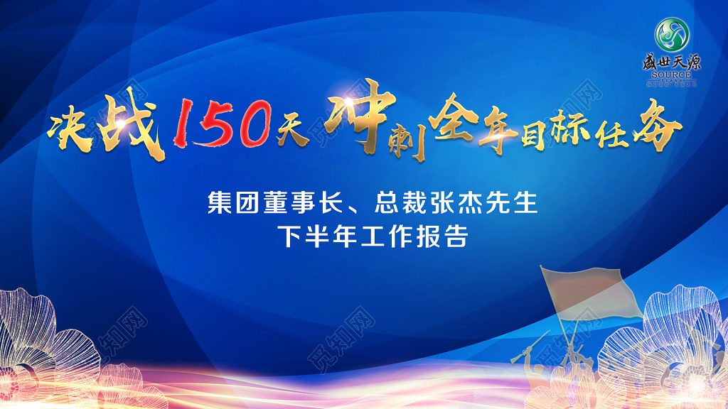 决战一百五十天冲刺全年目标任务海报模板