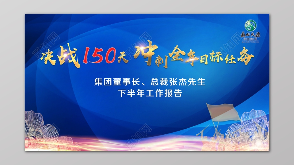 决战一百五十天冲刺全年目标任务海报模板