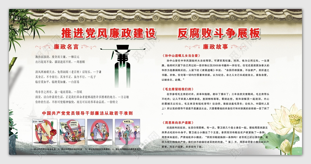 推进党风廉政建设反腐斗争展板