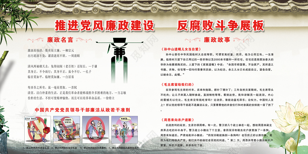推进党风廉政建设反腐斗争展板