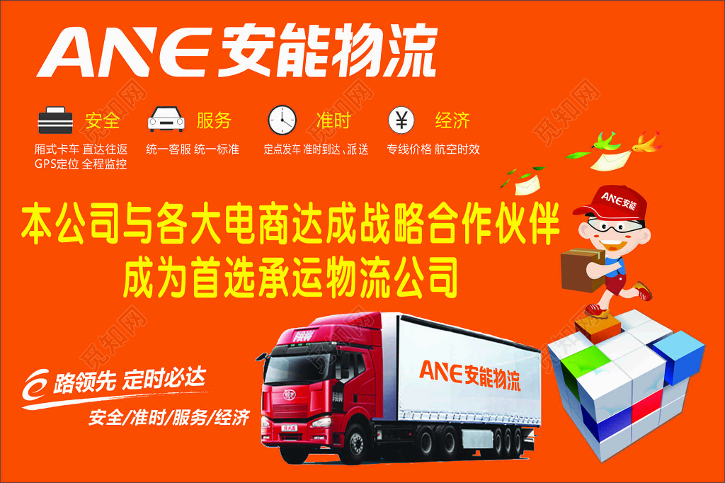 物流公司战略合作伙伴首选安全服务准时经济海报模板