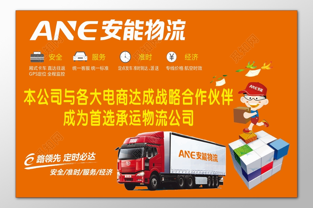 物流公司战略合作伙伴首选安全服务准时经济海报模板