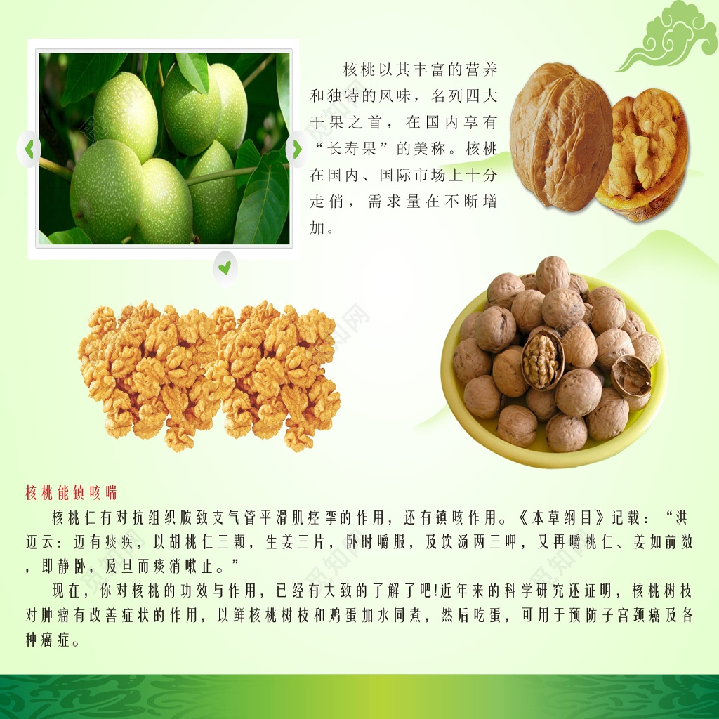 绿色背景红枣核桃干果宣传海报