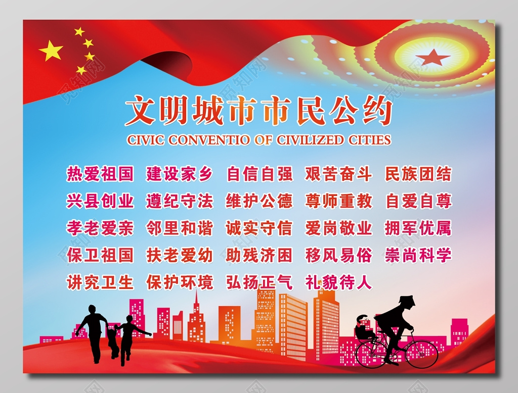 文明城市市民公约浅蓝色宣传栏