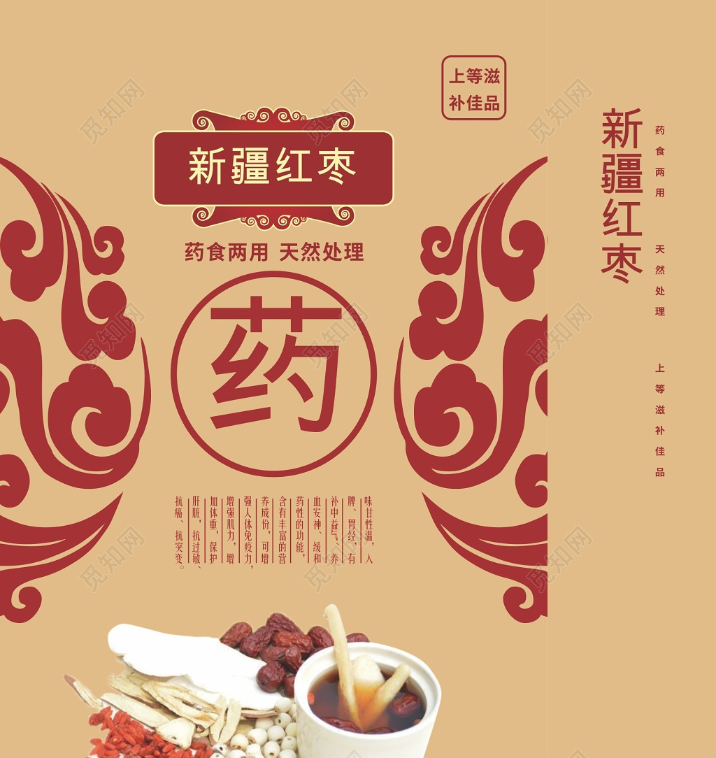 药品食补红枣中药宣传海报