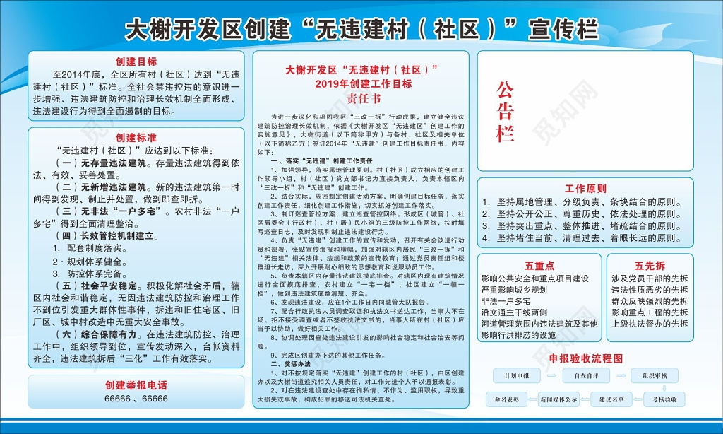 社区宣传栏无违建村宣传栏