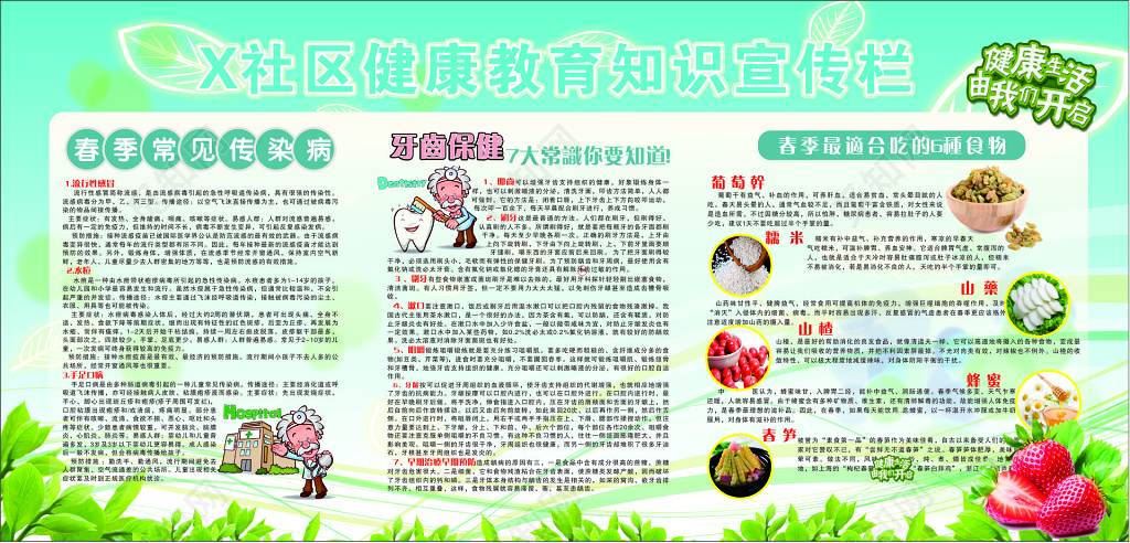 春季传染病社区健康教育知识牙齿保健健康生活宣传栏