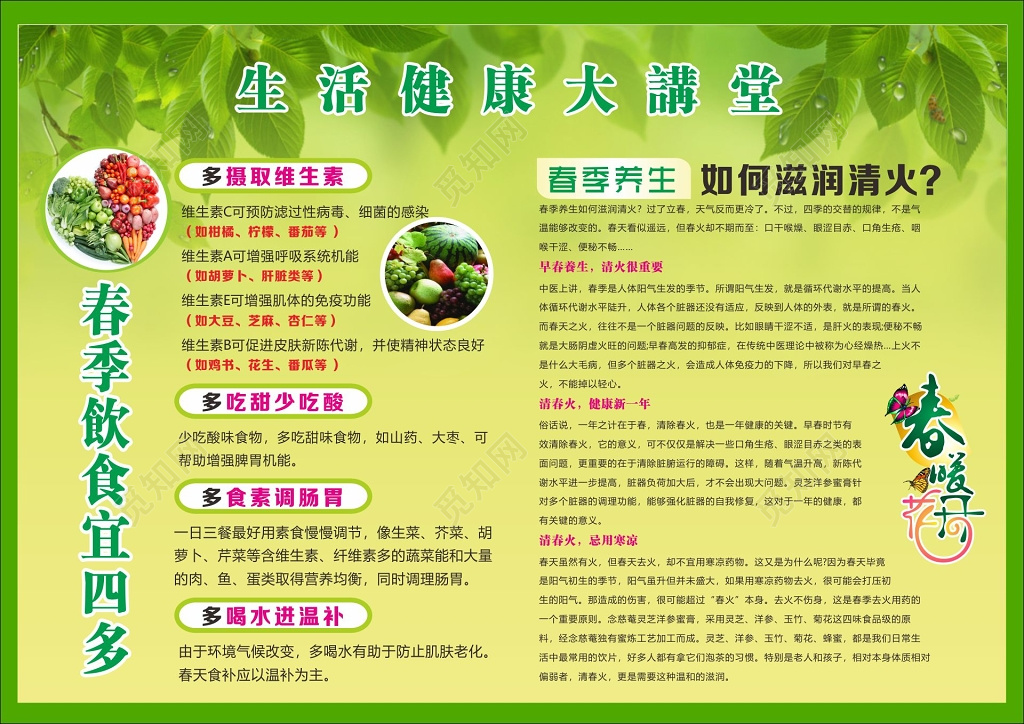 春季养生绿色生活健康饮食禁忌海报模板
