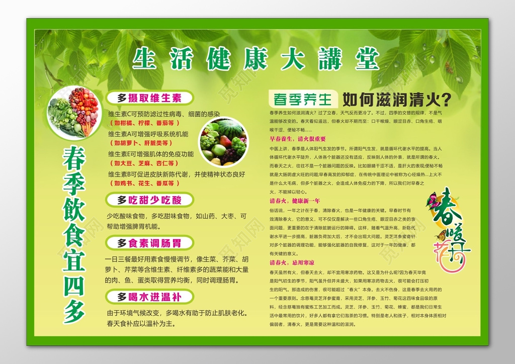 春季养生绿色生活健康饮食禁忌海报模板