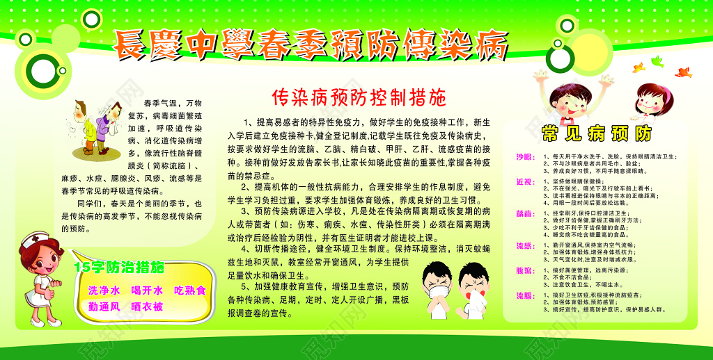 春季传染病预防控制措施防治措施勤通风吃熟食宣传栏