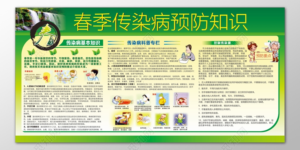 春季传染病预防知识基本知识控制传染源科普专栏宣传栏