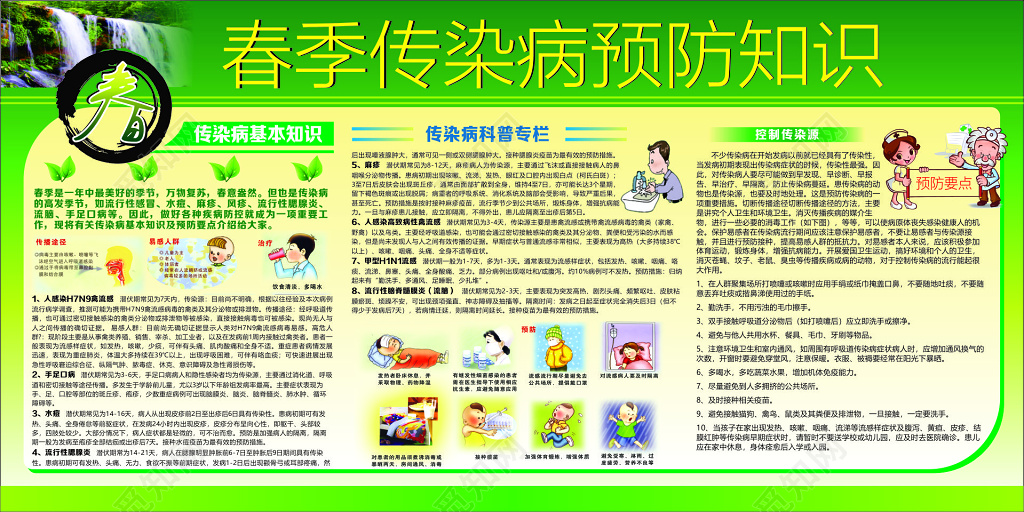 春季传染病预防知识基本知识控制传染源科普专栏宣传栏