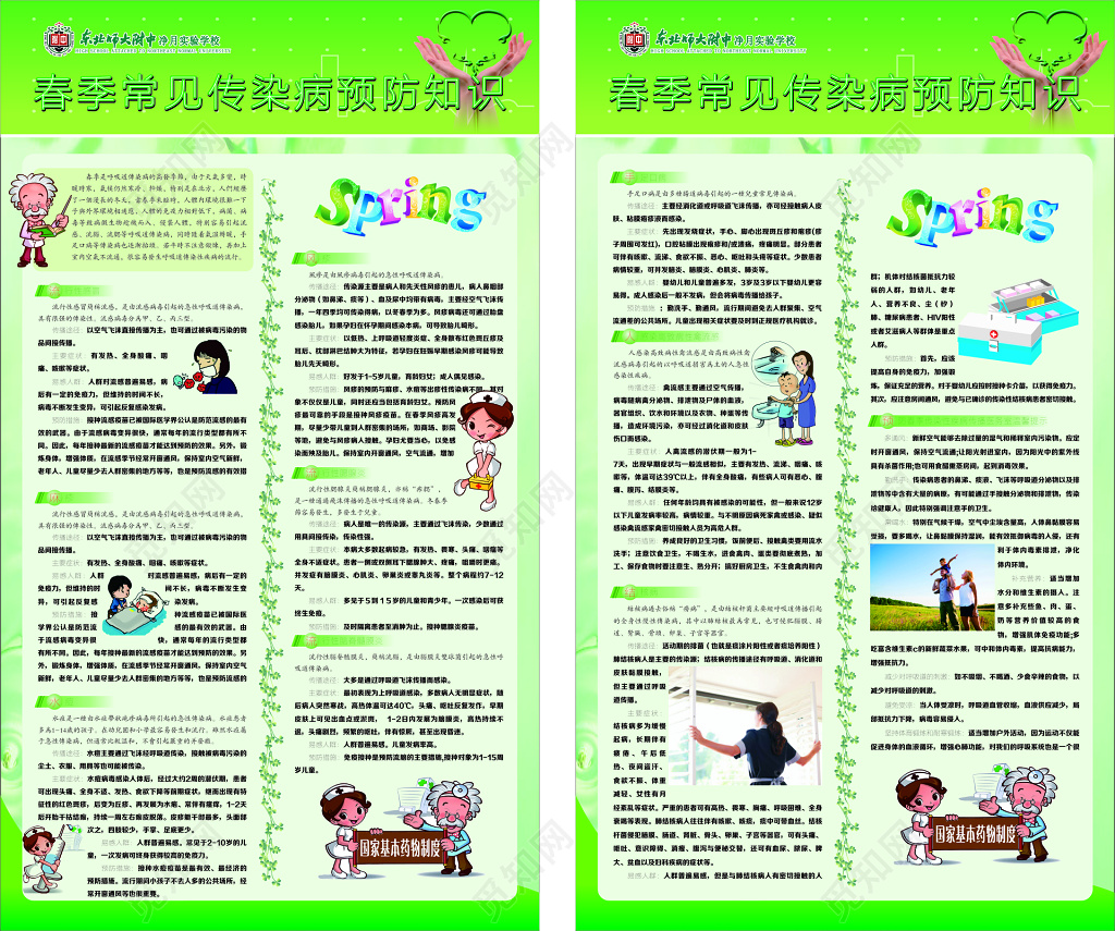 春季传染病常见预防知识腮腺炎水痘麻疹风疹宣传栏