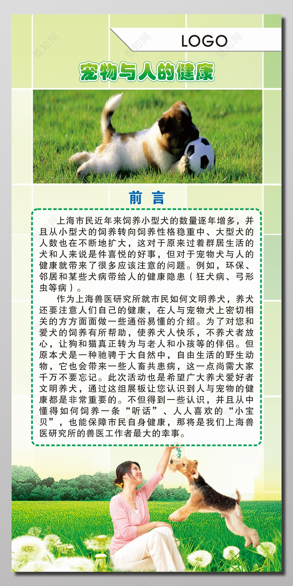 宠物与人的健康宣传海报