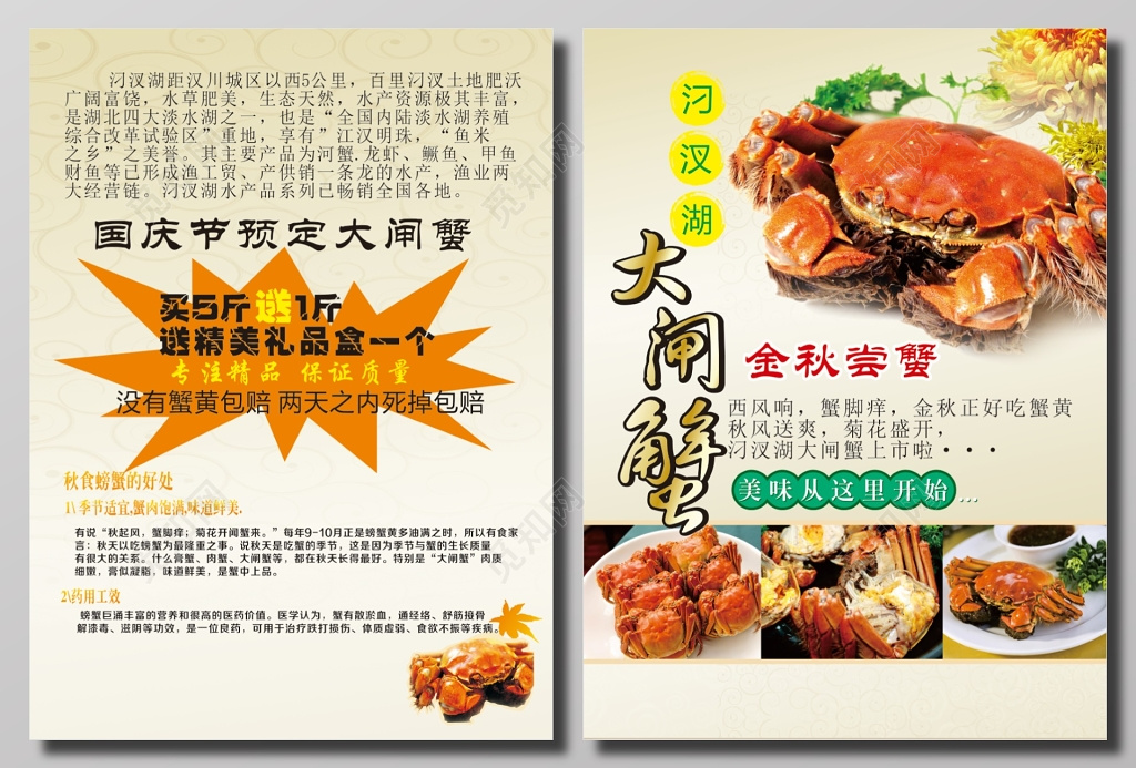 金秋尝蟹大闸蟹宣传单
