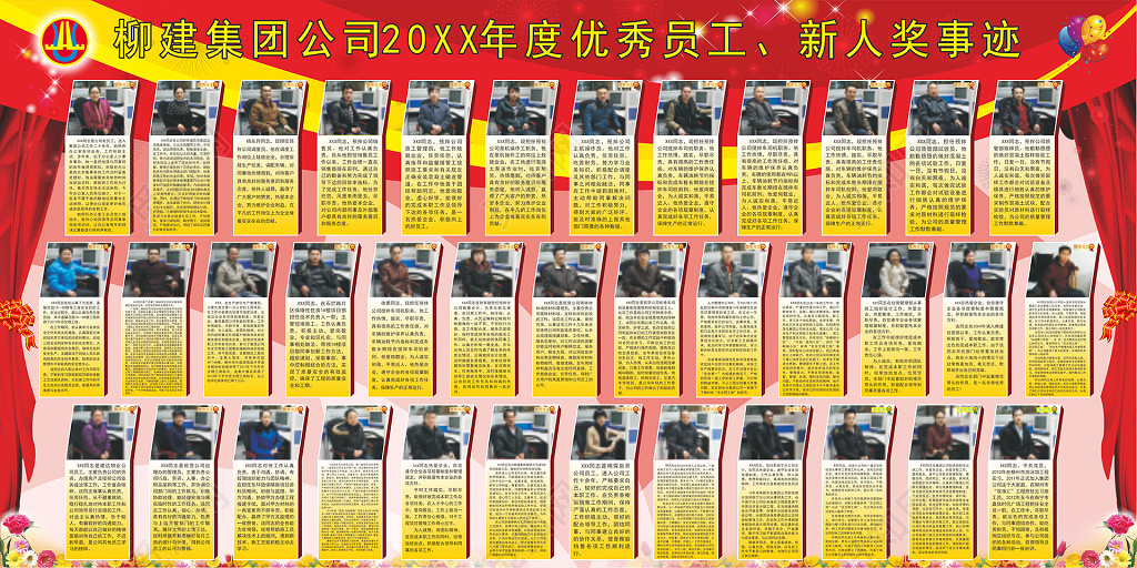 年度优秀员工新人事迹员工展板