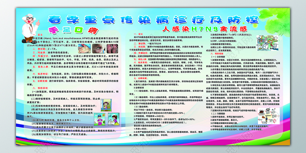 春季重点传染病诊疗及防控展板设计