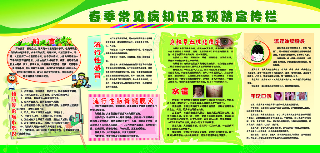 春季常见病传染病知识及预防宣传栏设计