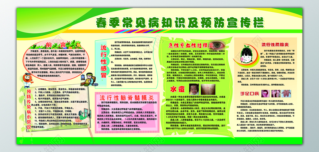 春季常见病传染病知识及预防宣传栏设计