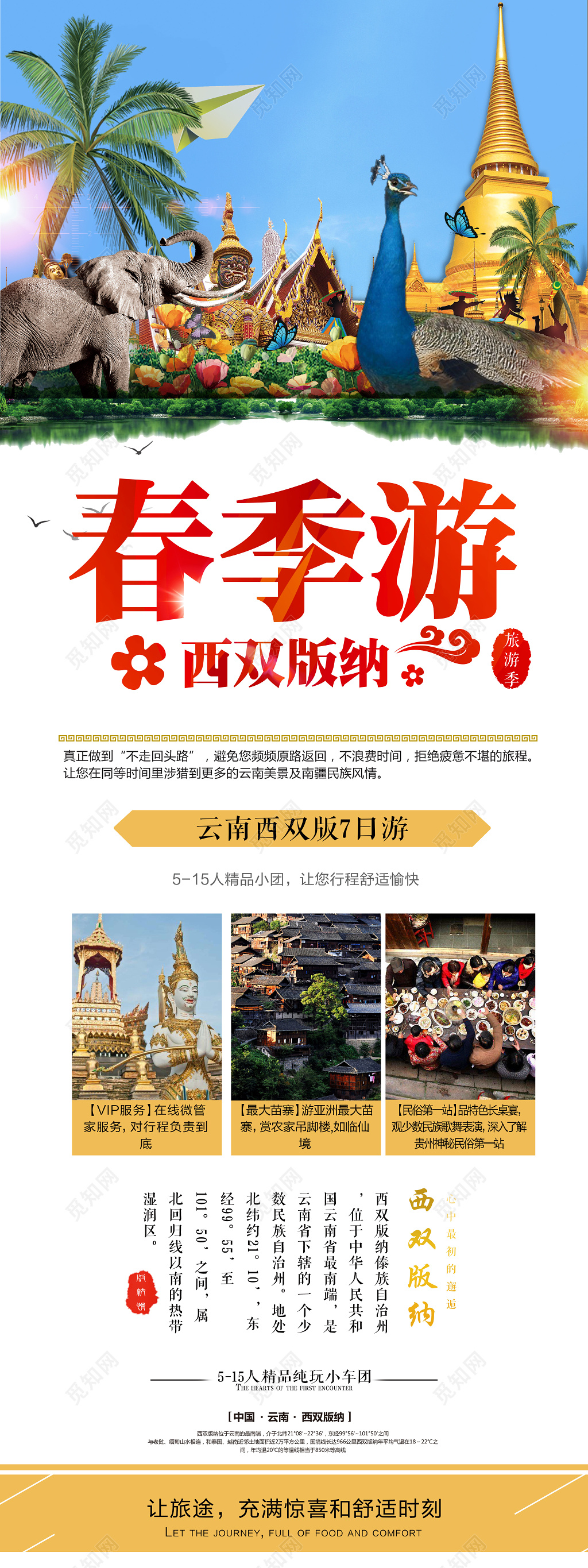 旅行社春季游旅游季云南西双版纳促销宣传展架