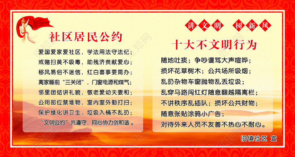 社区居民公约十大不文明行为宣传展板设计