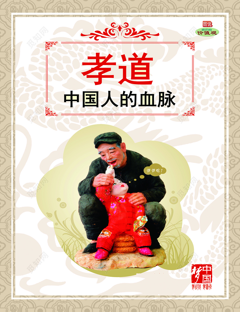 中国人的血脉孝文化孝道传统文化展板设计