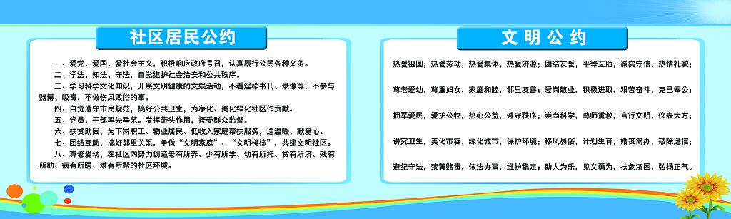 社区居民公约文明公约展板设计