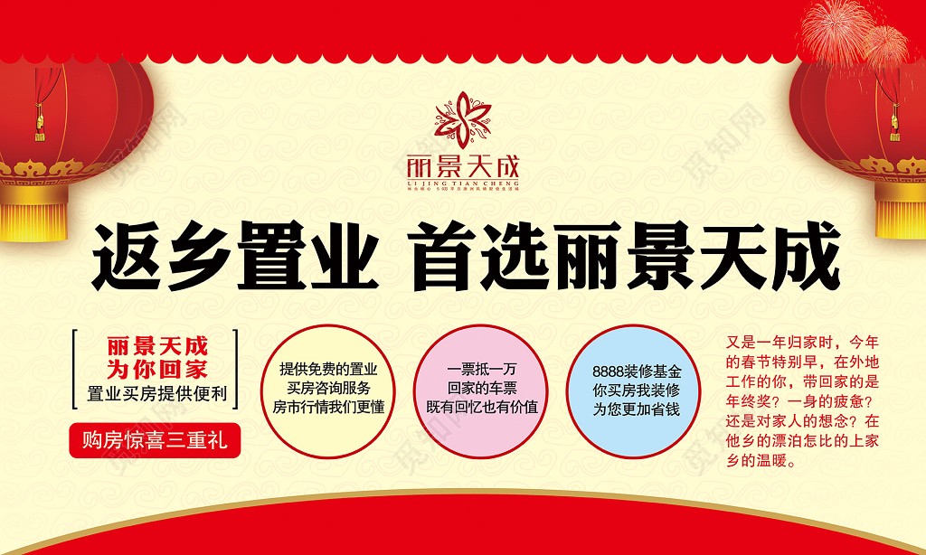 置业返乡房地产促销活动宣传展板设计