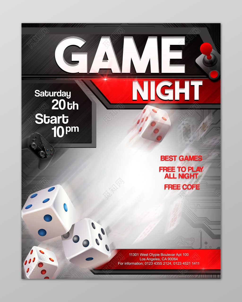 GAME赌场美女筛子英文酷炫版本游戏设计海报