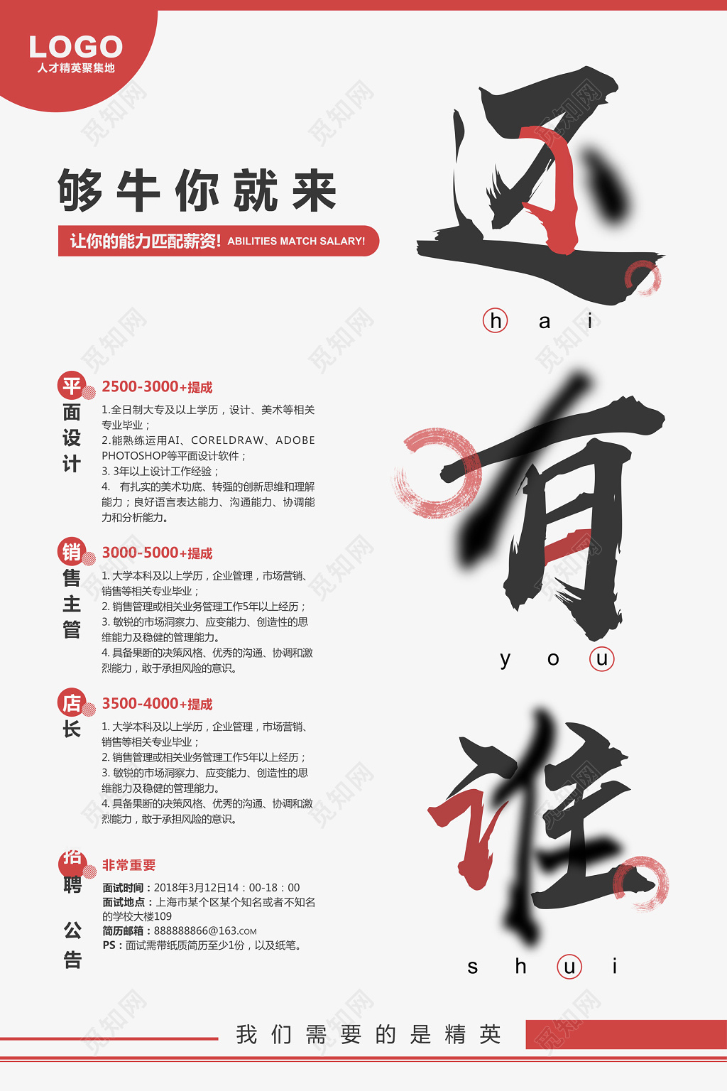 人才精英聚集地还有谁招聘会海报