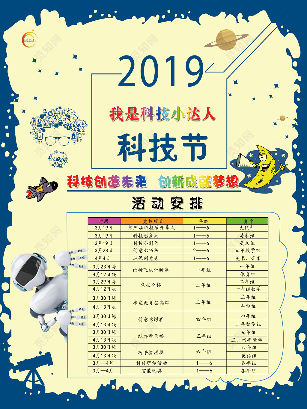 2019科技节我是科技小达人活动安排流程图海报