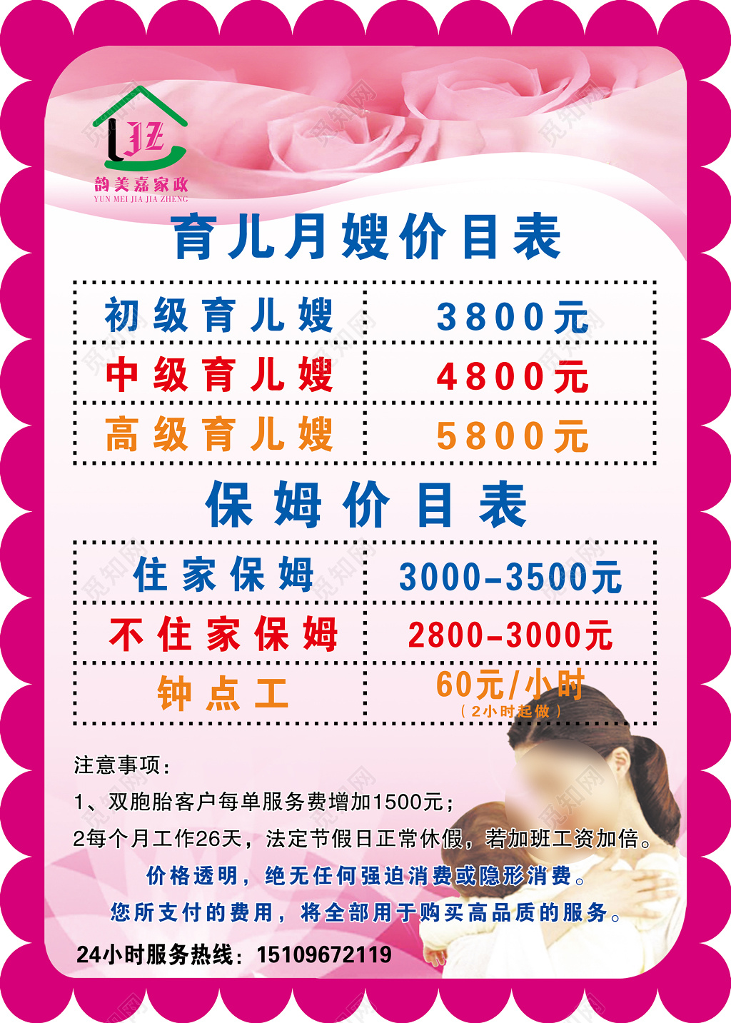 月嫂培训育儿家政海报