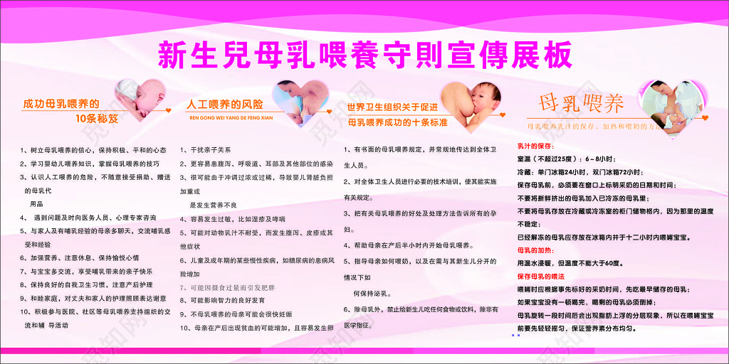 母乳喂养周新生儿喂养守则成功人工喂养宣传栏