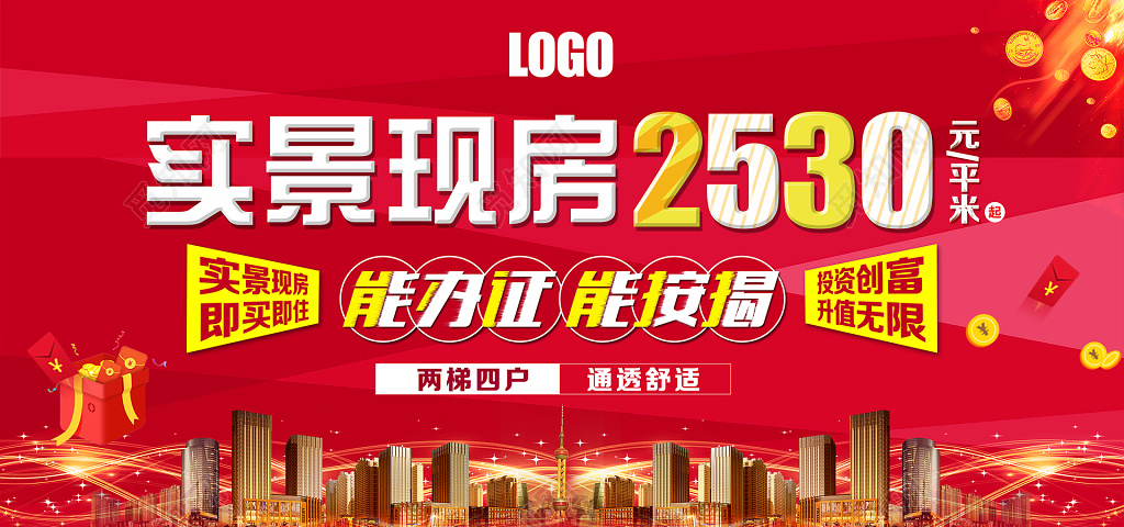 实景现房房地产促销活动宣传展板