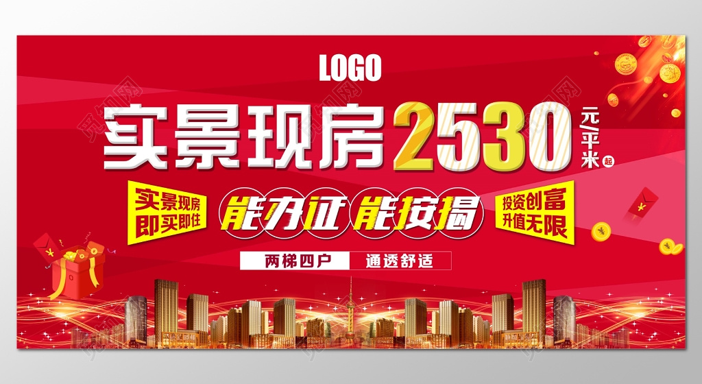实景现房房地产促销活动宣传展板