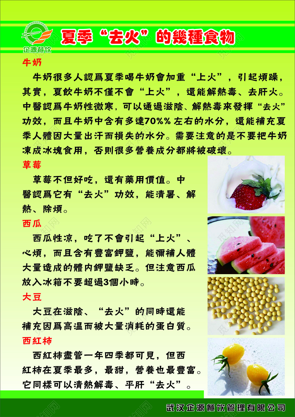 夏季养生去火食物补充水分营养丰富清热解毒海报模板
