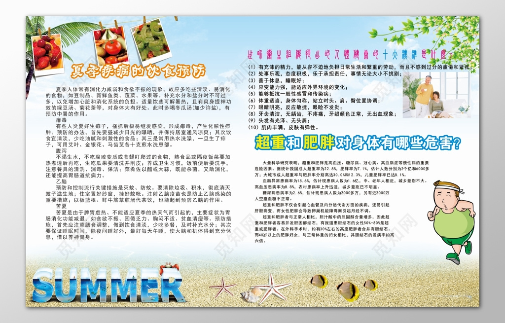 夏季养生疾病饮食预防超重肥胖危害身体宣传栏
