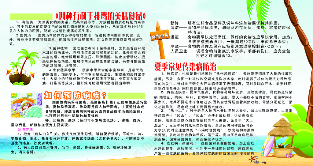 夏季养生排毒美味食品预防痢疾传染病防治宣传栏