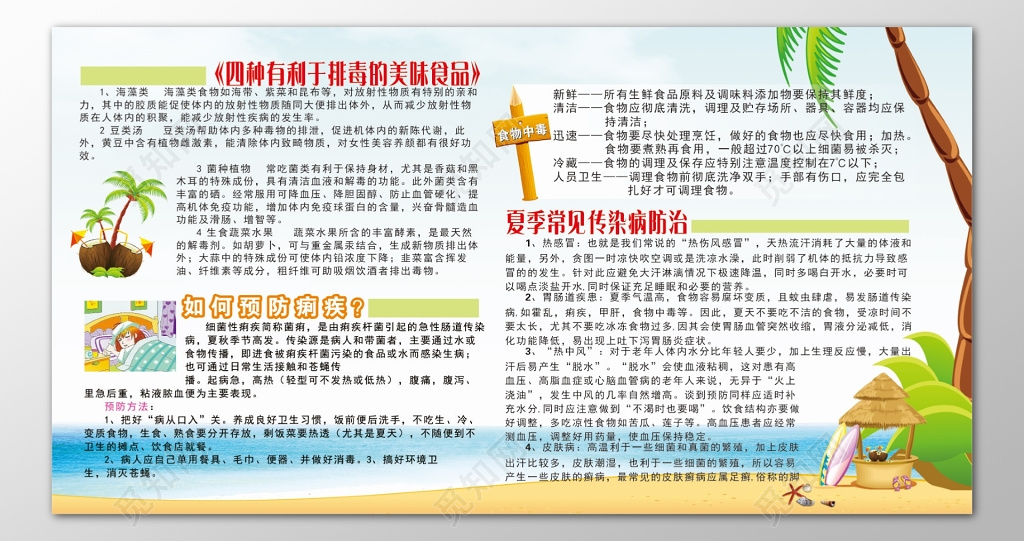 夏季养生排毒美味食品预防痢疾传染病防治宣传栏