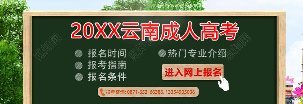 网上报名成人高考自考报名招生咨询展板