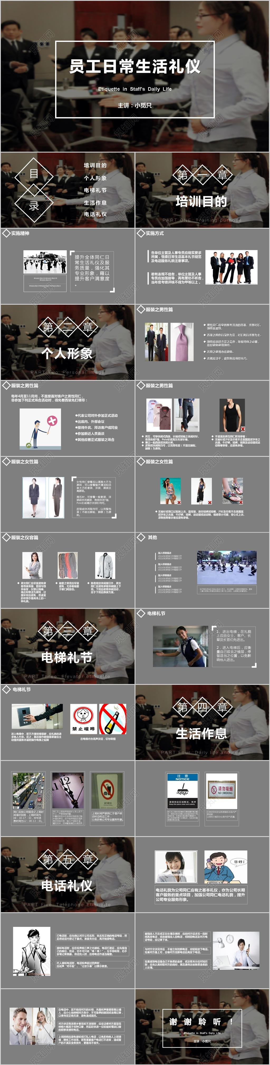 员工日常生活礼仪培训礼仪知识ppt模板