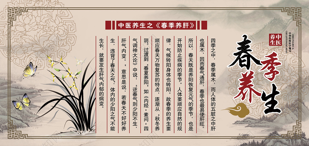 中医养生春季养生养生之道展板设计