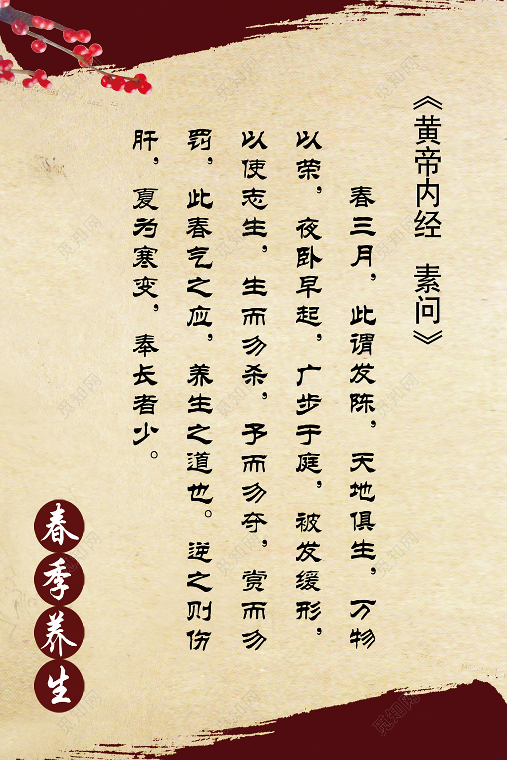 黄帝内经中医养生春季养生养生之道展板设计