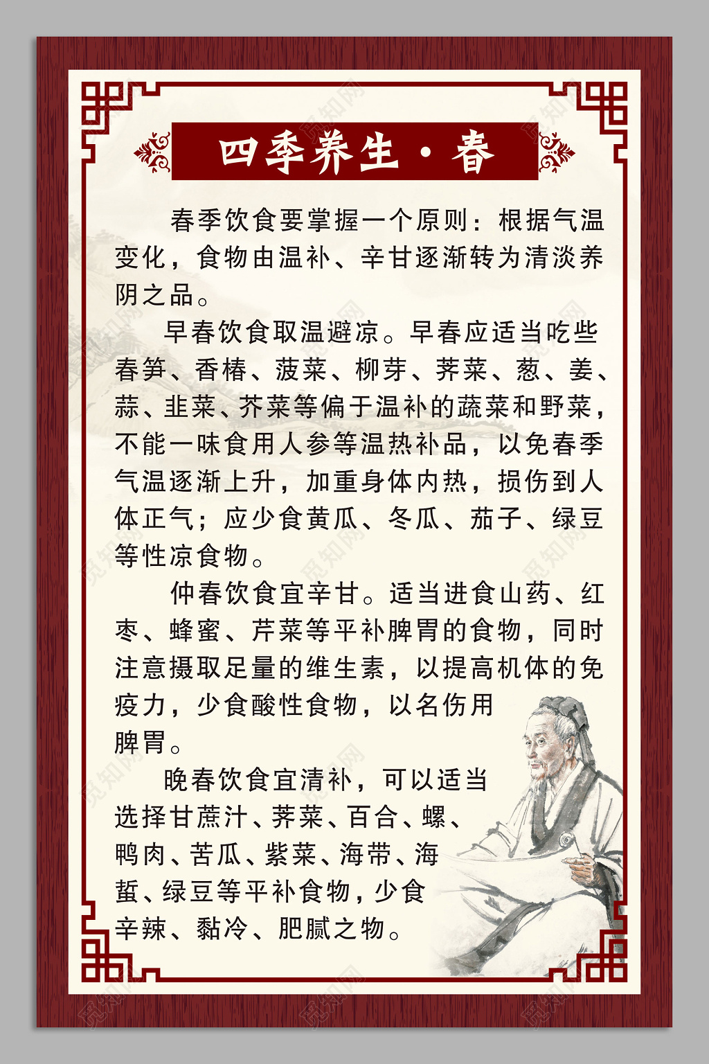 四季养生中医养生春季养生养生之道展板设计