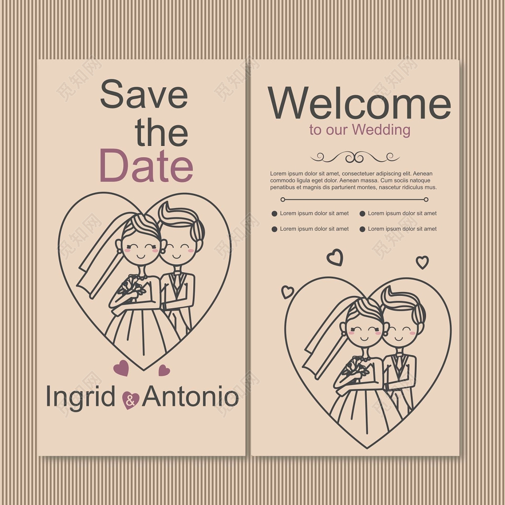 卡通可爱婚礼请柬