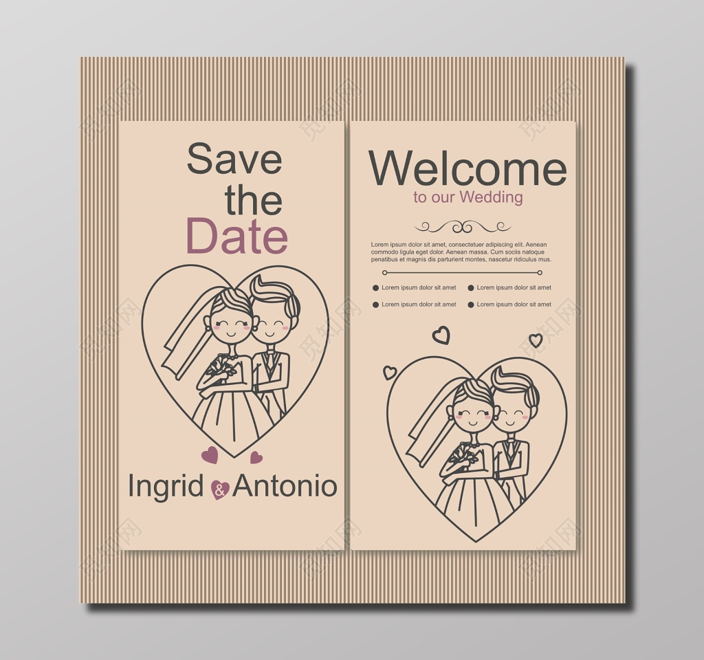 卡通可爱婚礼请柬