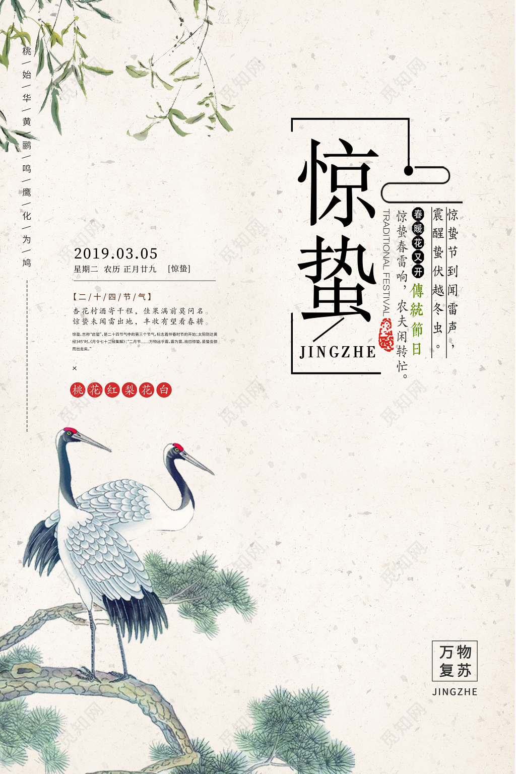 古风水墨风惊蛰海报