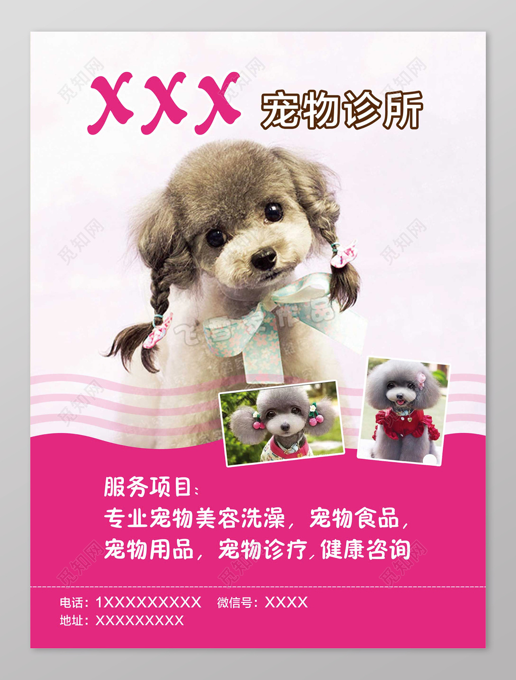 粉色宠物诊所宠物店海报